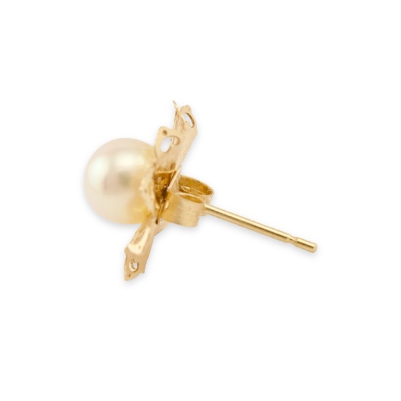 Vintage 14K Gold Genuine Pearl Stud Earring *Single Earring Only - Picture 4 of 6